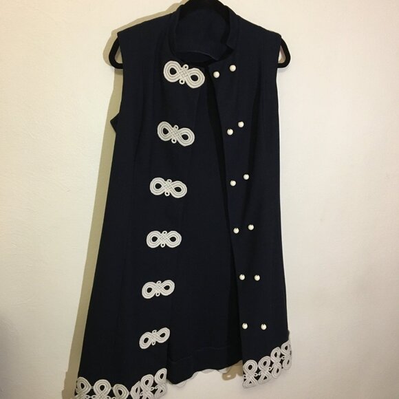 Vintage 60s Dark Blue Mini Dress Mod Shift Volup Plus Size Twiggy Barbie (IB) - Picture 14 of 16